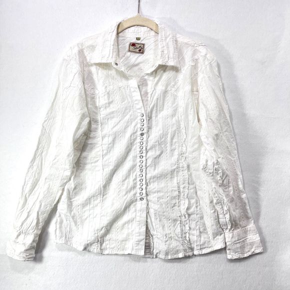 Scully Tops - Vintage Scully Women Extra Large White Pearl Snaps Western Lace Prairie Ranch